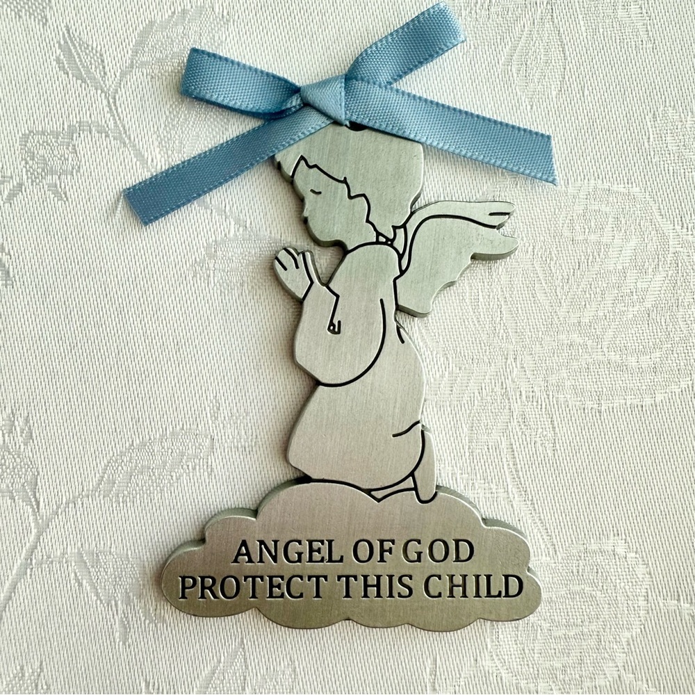 Blue Angel of God Crib Medal